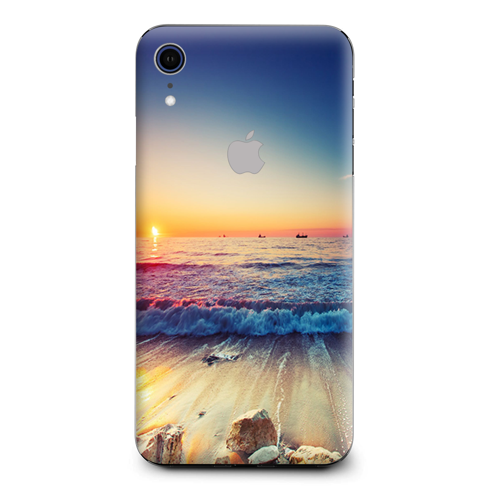 Beach Tide Water Rocks Sunset Apple iPhone XR Skin