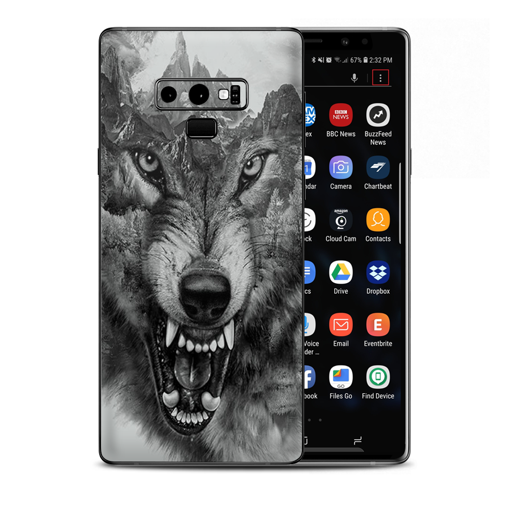 Angry Wolf Growling Mountains Samsung Galaxy Note 9 Skin