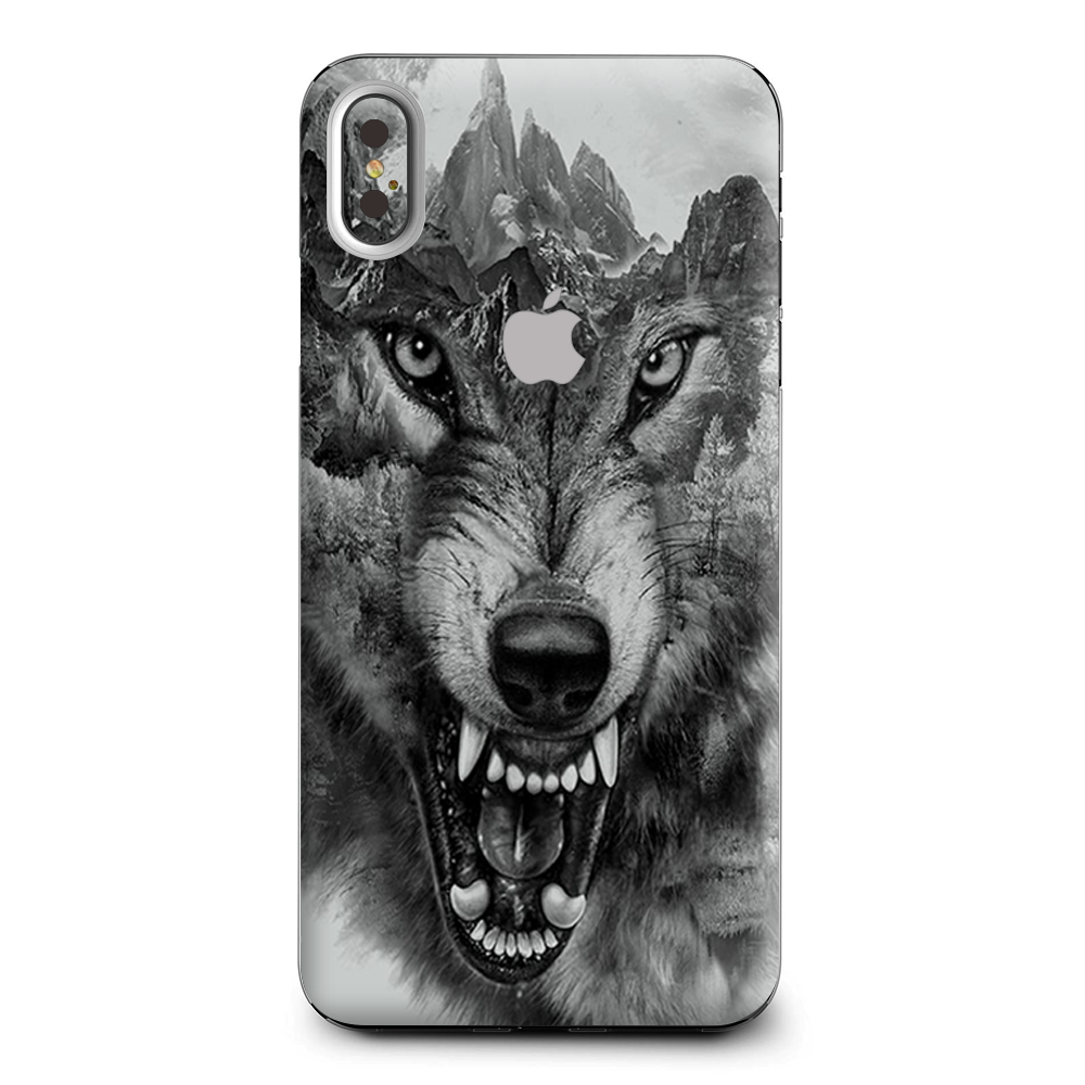 Angry Wolf Growling Mountains Apple iPhone XS Max Skin