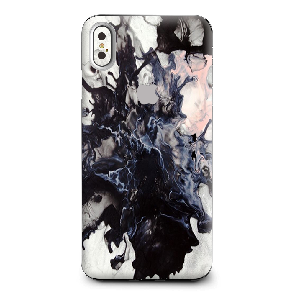 Black White Swirls Marble Granite Apple iPhone XS Max Skin