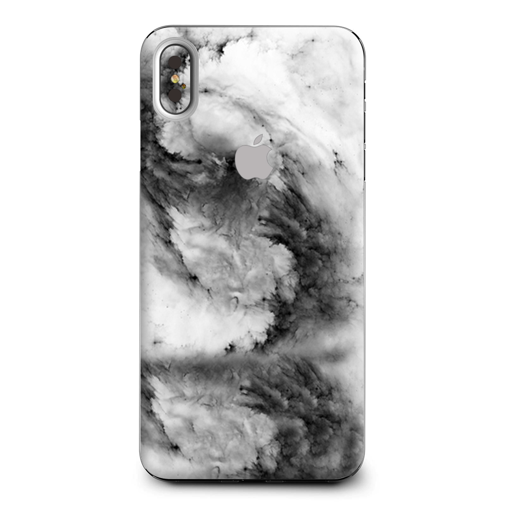 Black White Swirls Marble Granite Apple iPhone XS Max Skin