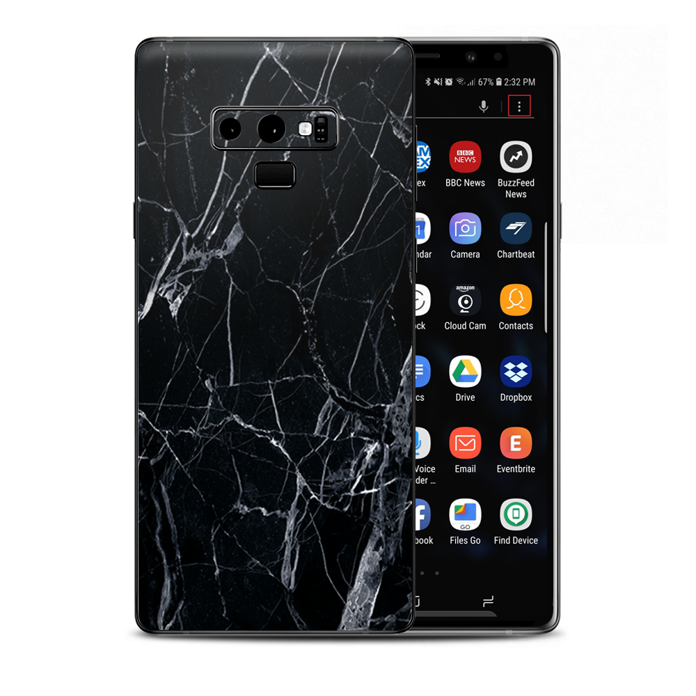Black Marble Granite White Samsung Galaxy Note 9 Skin
