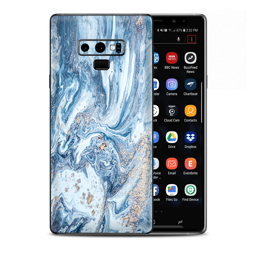 Blue Gold Grey Marble Pattern Clouds Samsung Galaxy Note 9 Skin