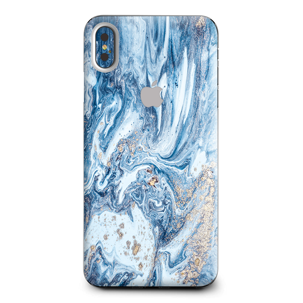 Blue Gold Grey Marble Pattern Clouds Apple iPhone XS Max Skin