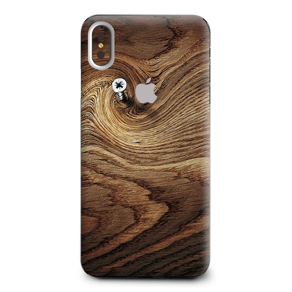 Dark Wood Knot Screw In Walnut Apple iPhone XS Max Skin