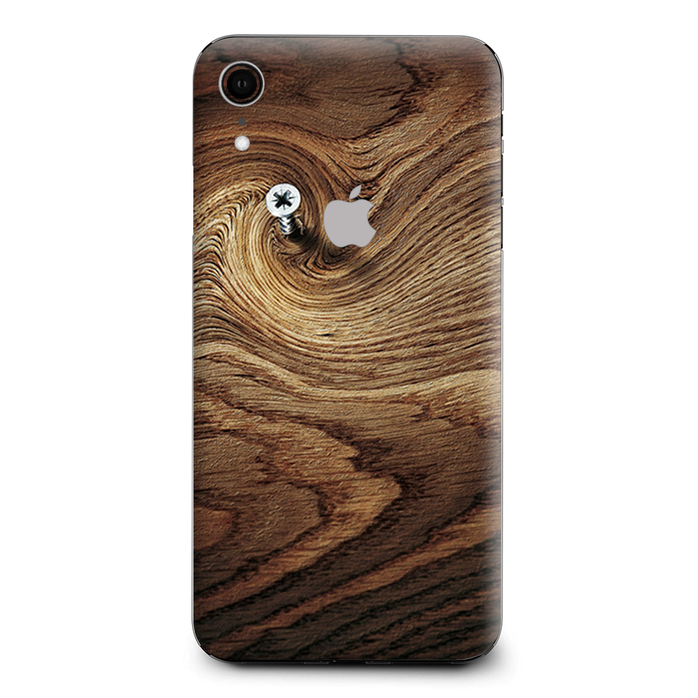 Dark Wood Knot Screw In Walnut Apple iPhone XR Skin