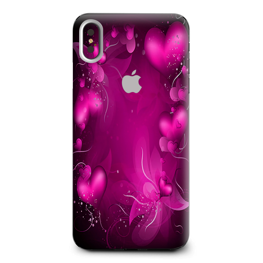 Pink Hearts Flowers Apple iPhone XS Max Skin