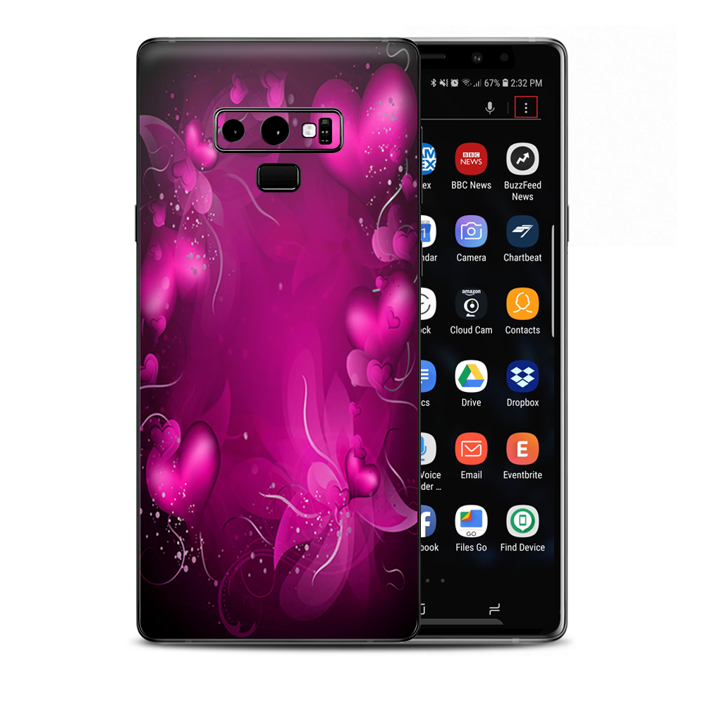 Pink Hearts Flowers Samsung Galaxy Note 9 Skin