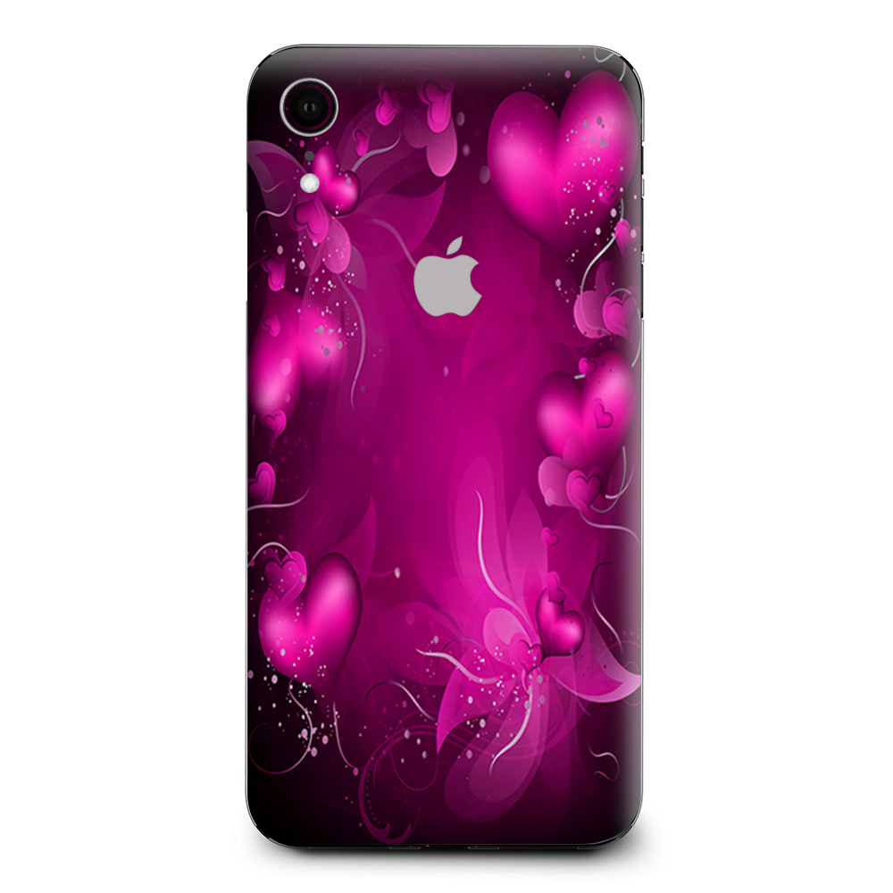 Pink Hearts Flowers Apple iPhone XR Skin