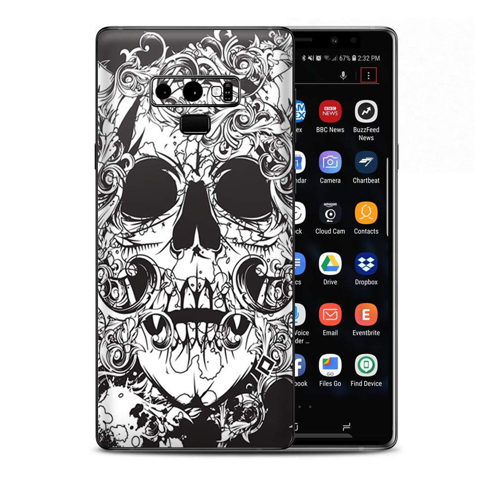 Crazy Lineart Skull Design Samsung Galaxy Note 9 Skin