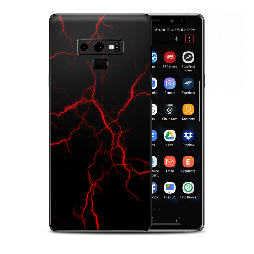 Red Lightning Bolts Electric Samsung Galaxy Note 9 Skin
