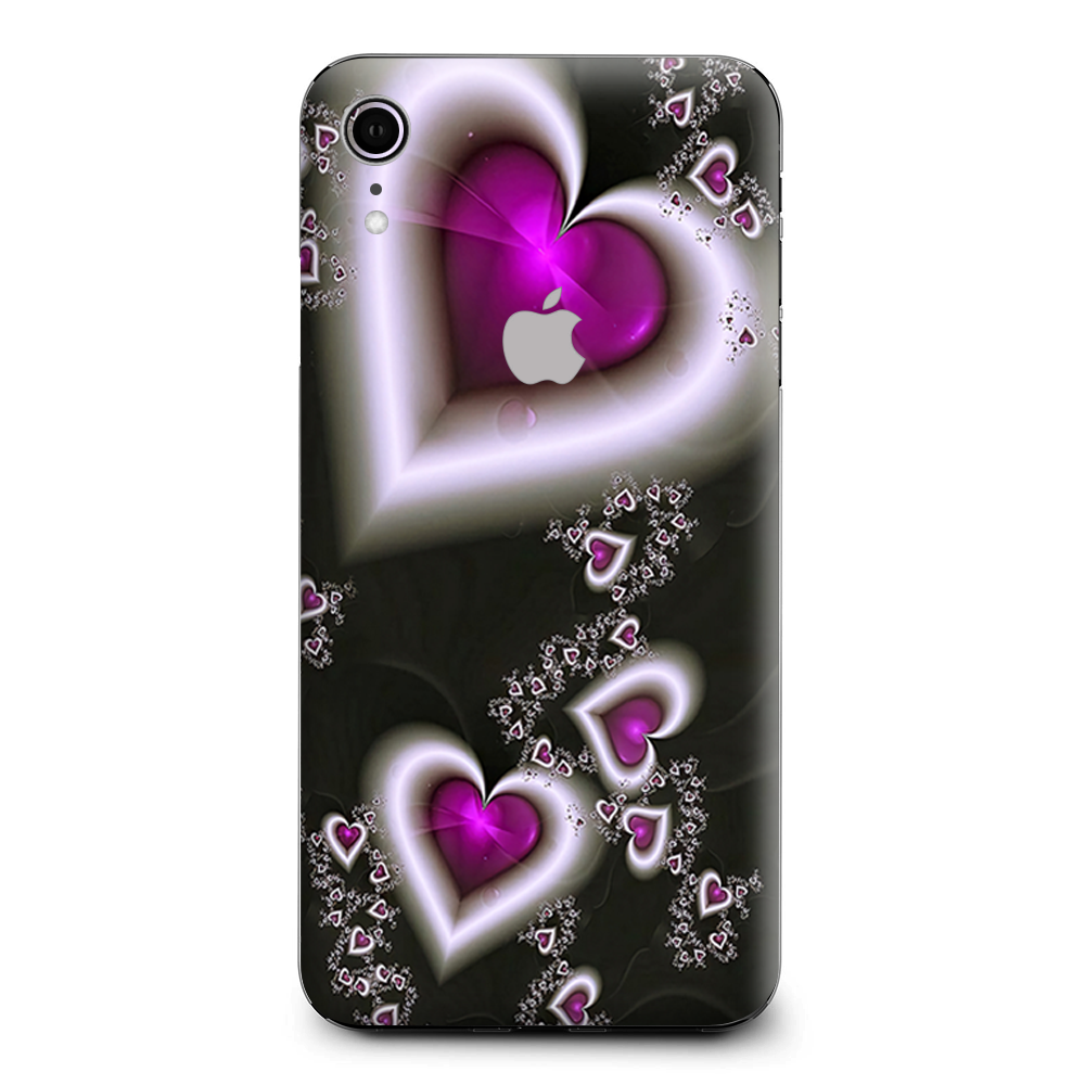 Glowing Hearts Pink White Apple iPhone XR Skin