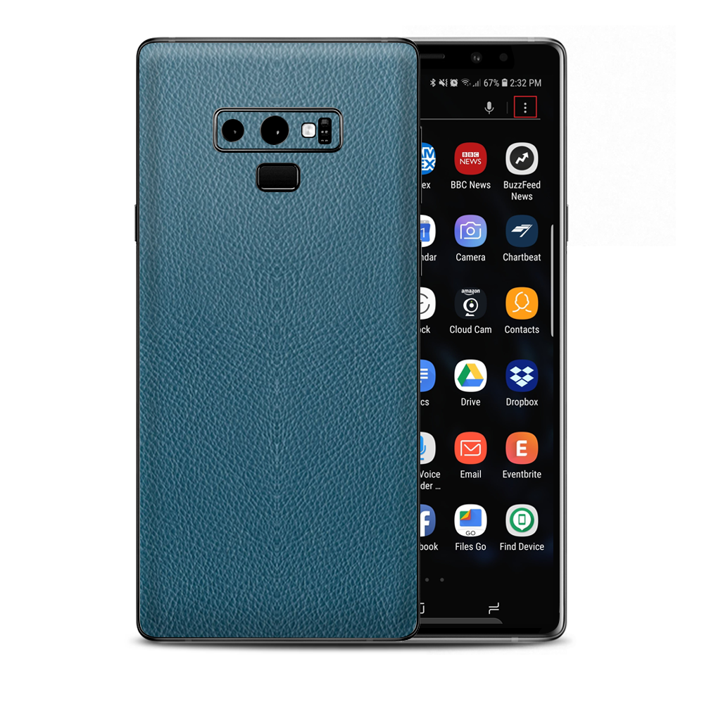 Blue Teal Leather Pattern Look Samsung Galaxy Note 9 Skin