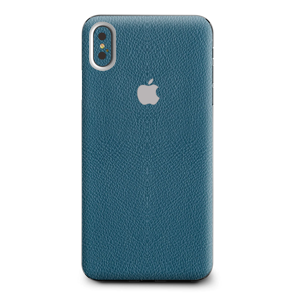 Blue Teal Leather Pattern Look Apple iPhone XS Max Skin