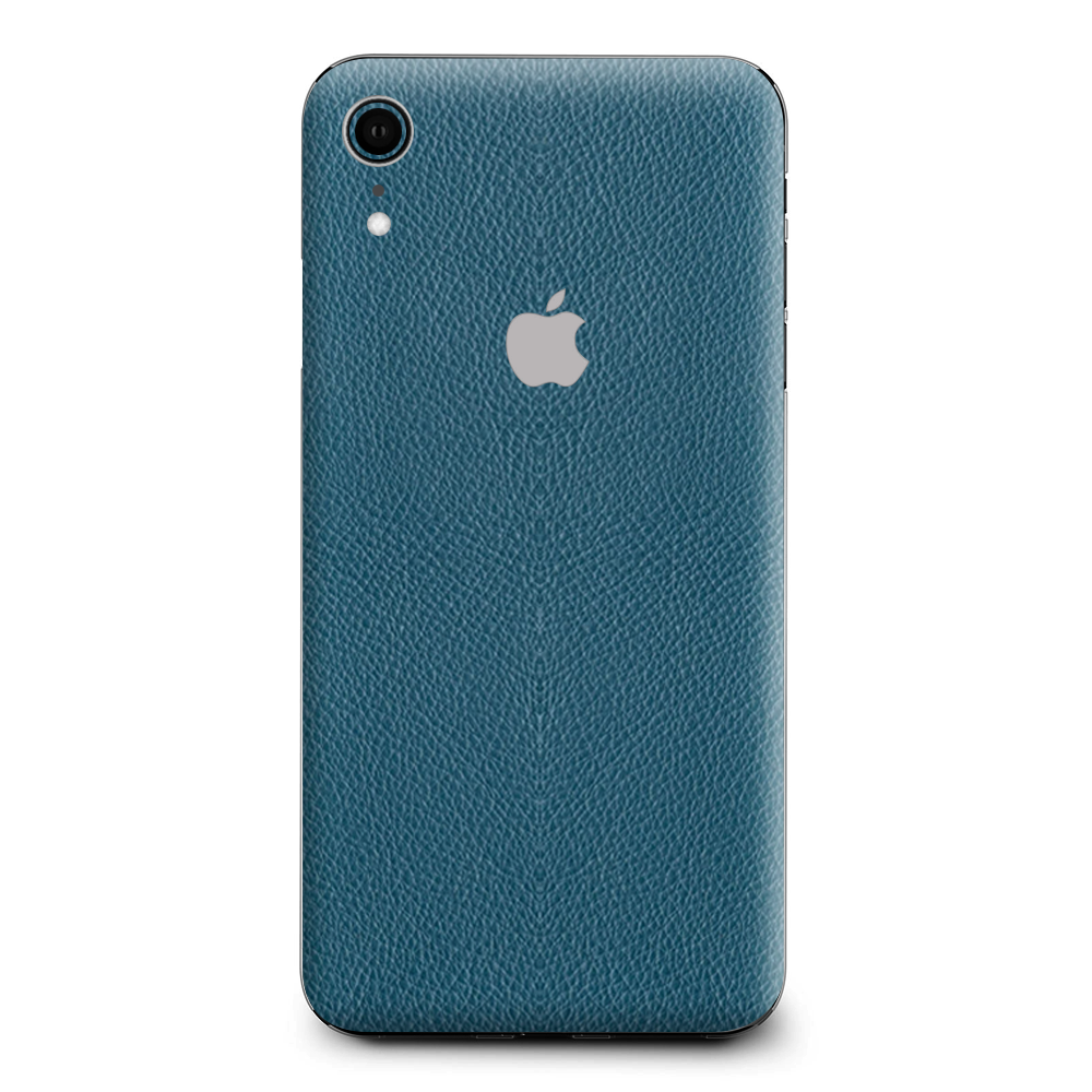 Blue Teal Leather Pattern Look Apple iPhone XR Skin