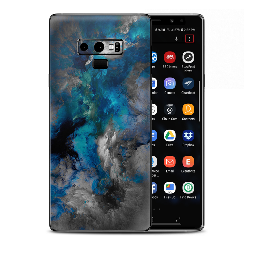 Blue Grey Painted Clouds Watercolor Samsung Galaxy Note 9 Skin