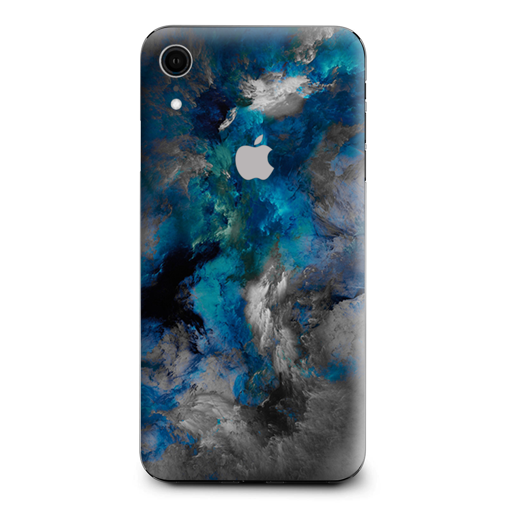 Blue Grey Painted Clouds Watercolor Apple iPhone XR Skin