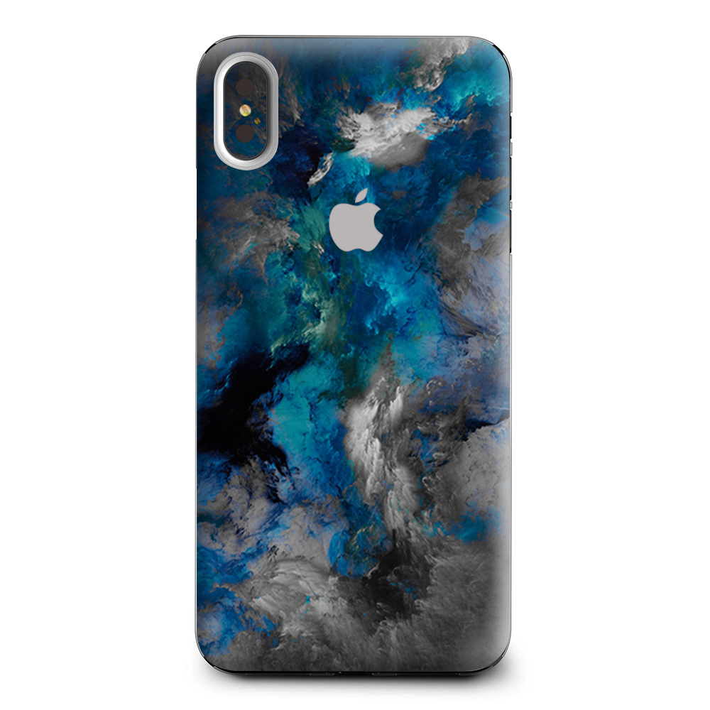 Blue Grey Painted Clouds Watercolor Apple iPhone XS Max Skin
