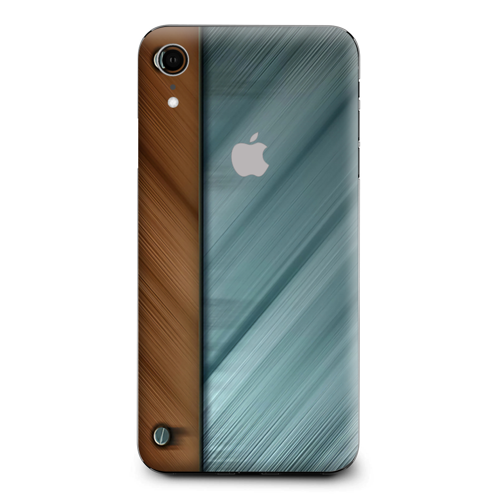 Blue Brown Rivets Metal Panel Apple iPhone XR Skin