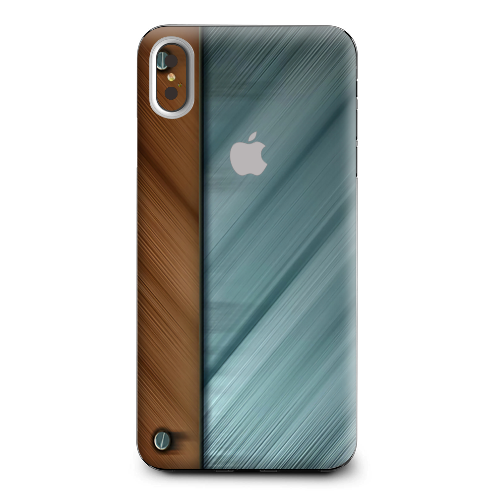 Blue Brown Rivets Metal Panel Apple iPhone XS Max Skin