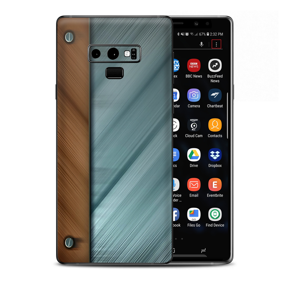 Blue Brown Rivets Metal Panel Samsung Galaxy Note 9 Skin