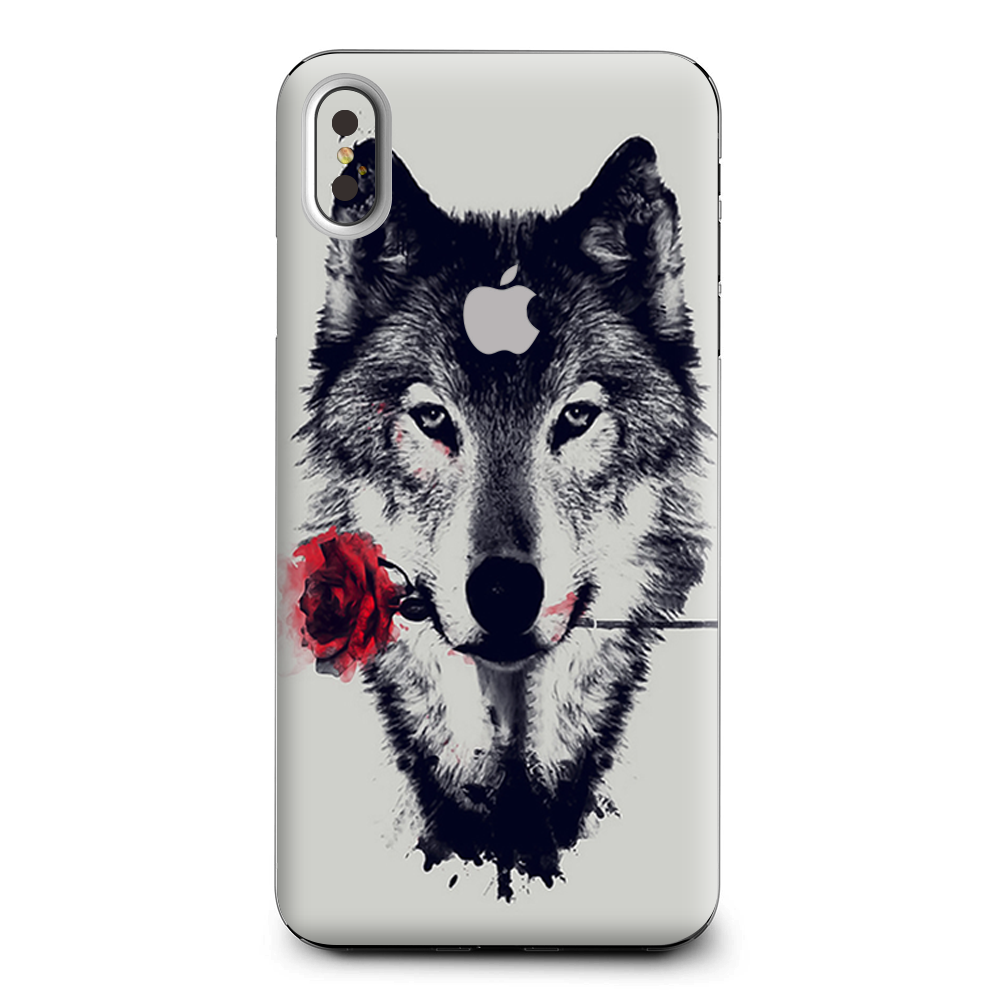 Wolf With Rose In Mouth Apple iPhone XS Max Skin