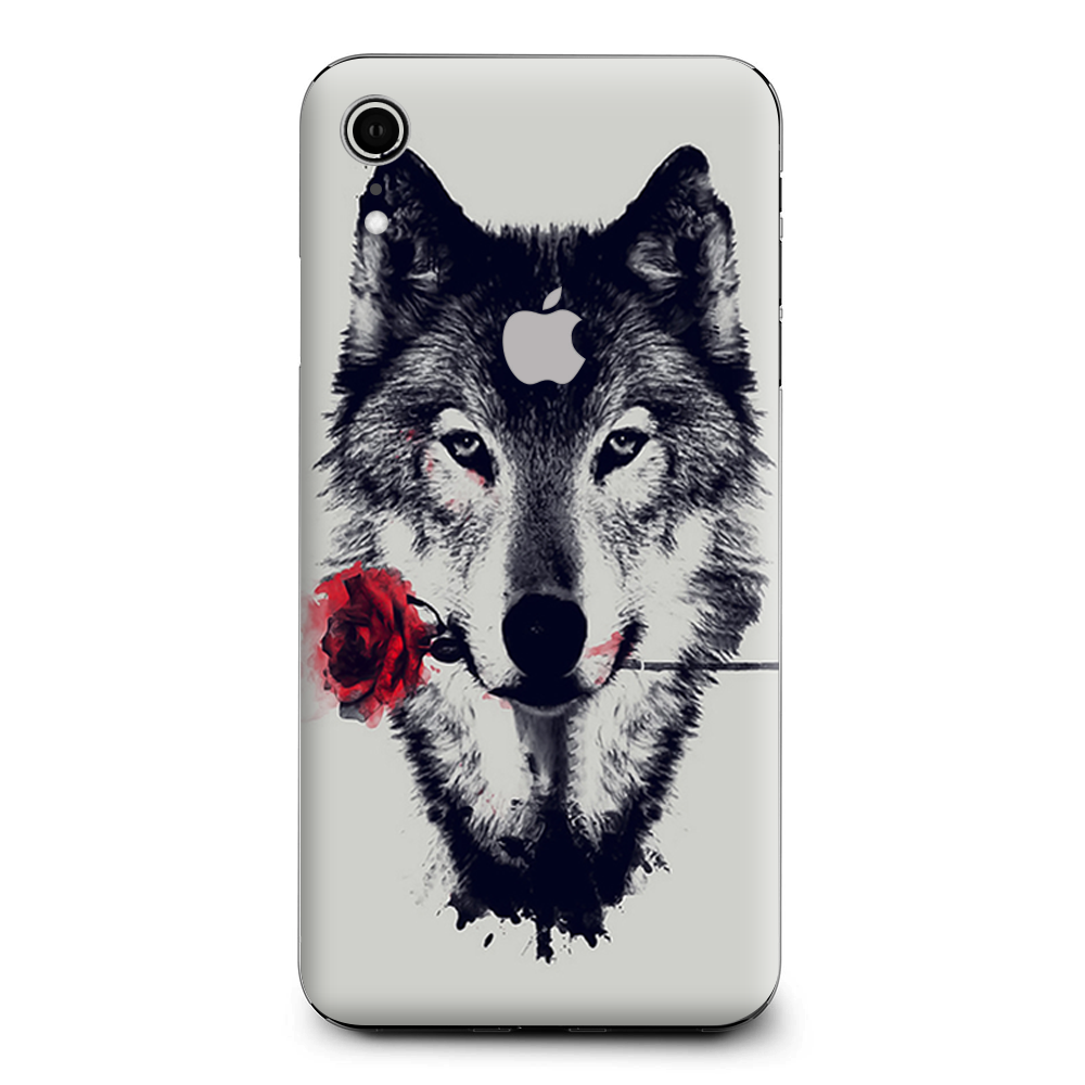 Wolf With Rose In Mouth Apple iPhone XR Skin