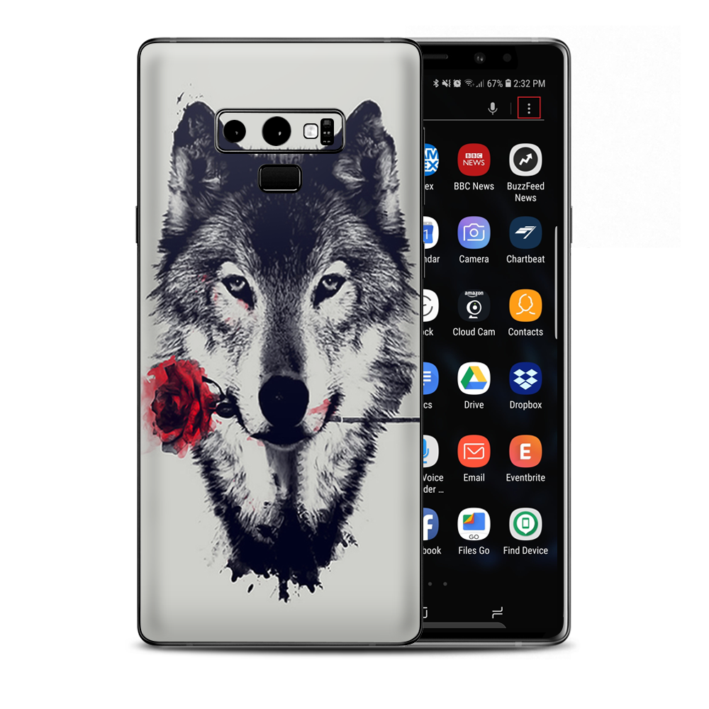 Wolf With Rose In Mouth Samsung Galaxy Note 9 Skin