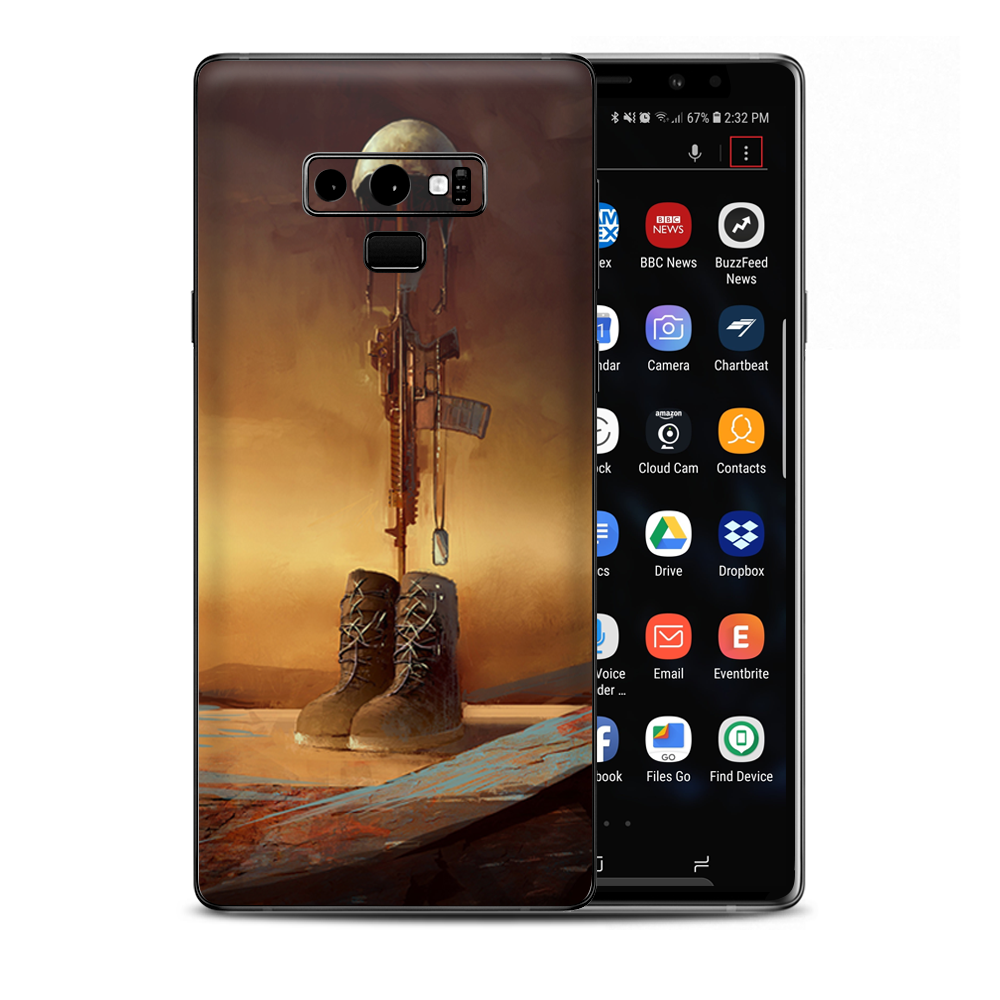 Fallen Soldier Remember Boots Rifle Samsung Galaxy Note 9 Skin