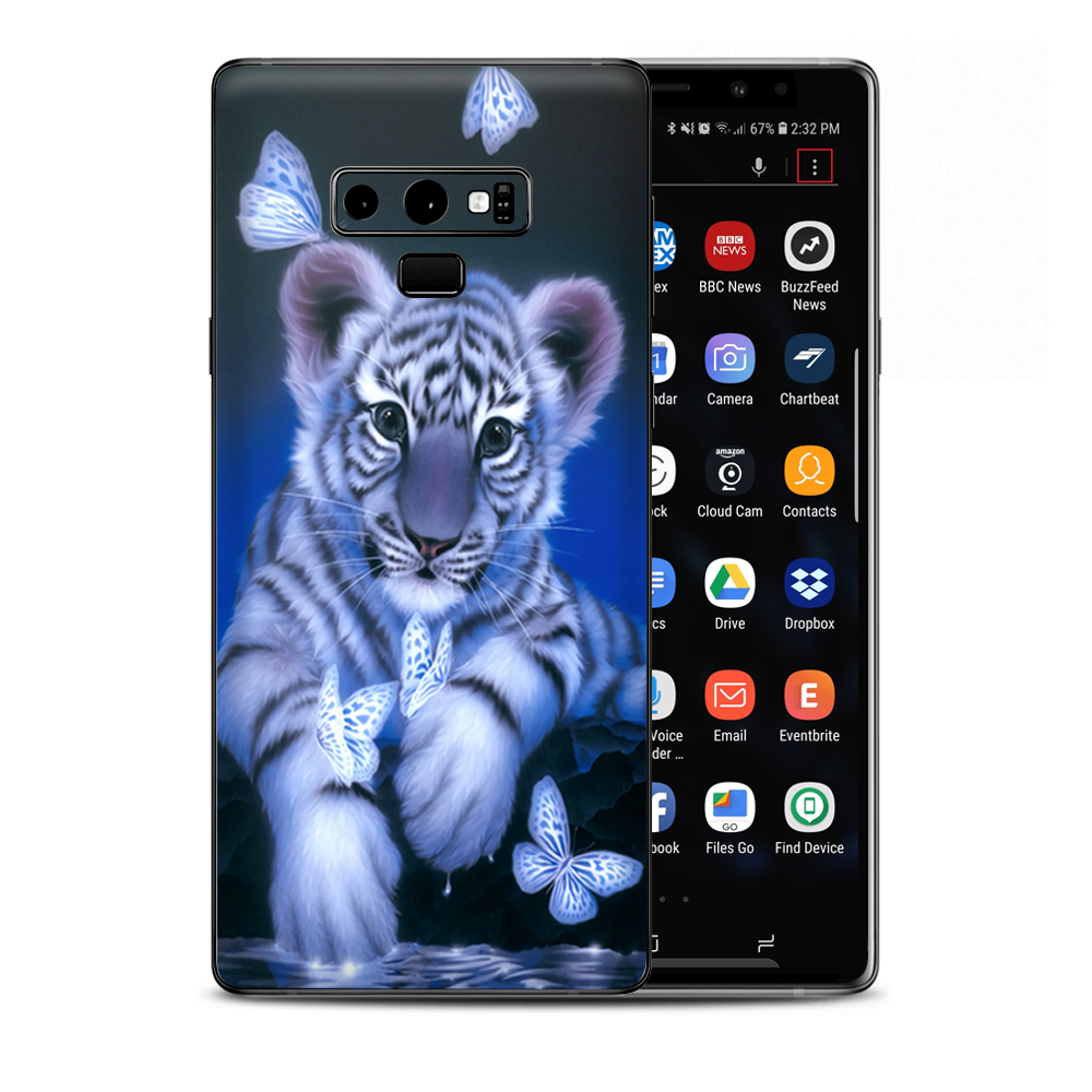 Cute White Tiger Cub Butterflies Samsung Galaxy Note 9 Skin