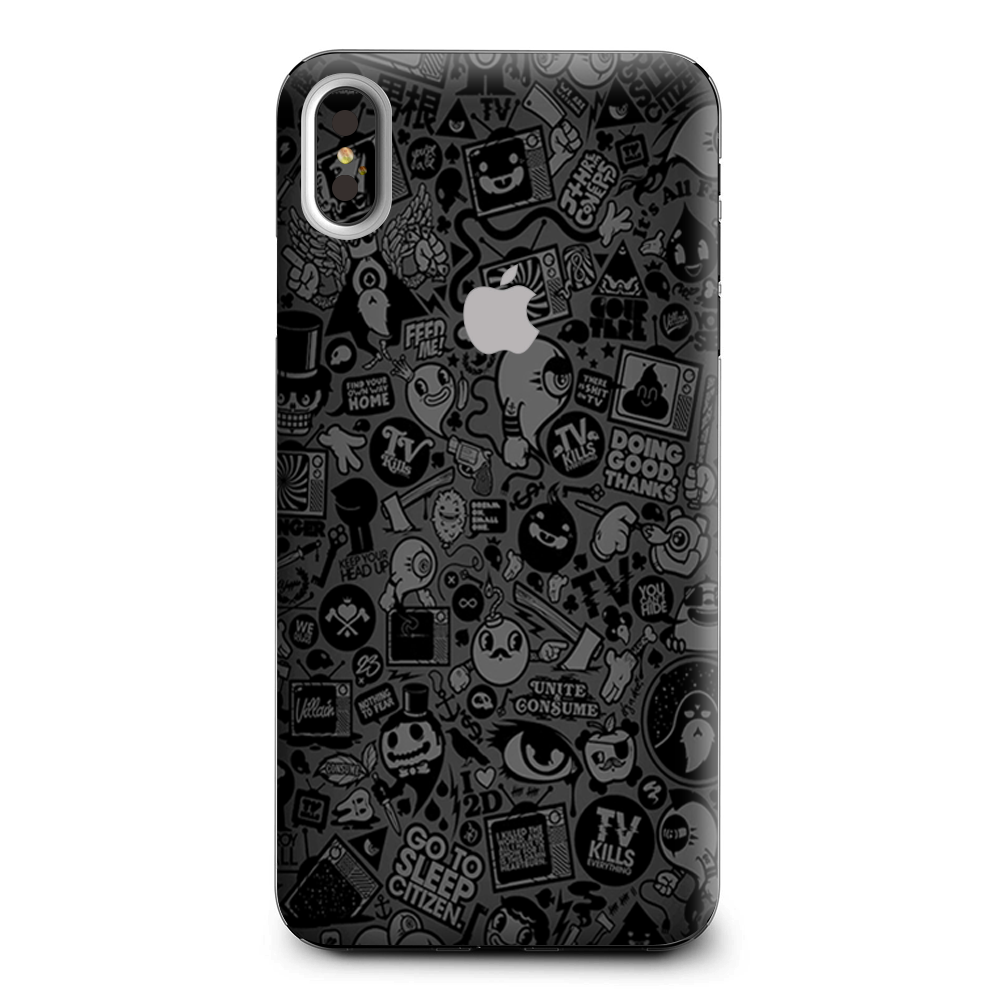 Black Sticker Slap Design Apple iPhone XS Max Skin