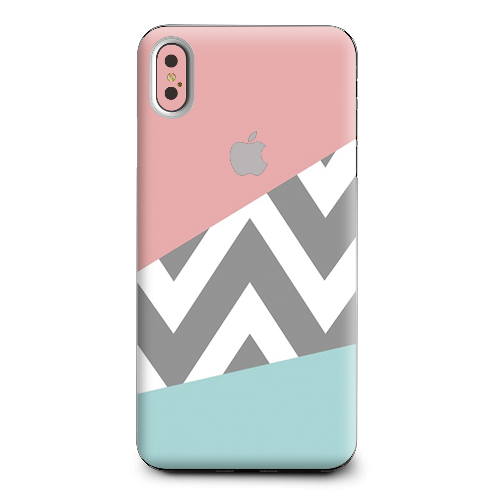 Pink Teal Gray Chevron Pattern Apple iPhone XS Max Skin