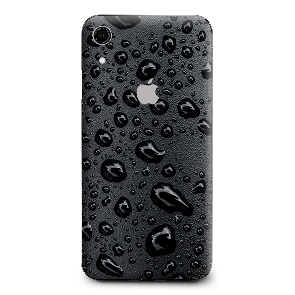 Rain Drops On Black Metal Apple iPhone XR Skin