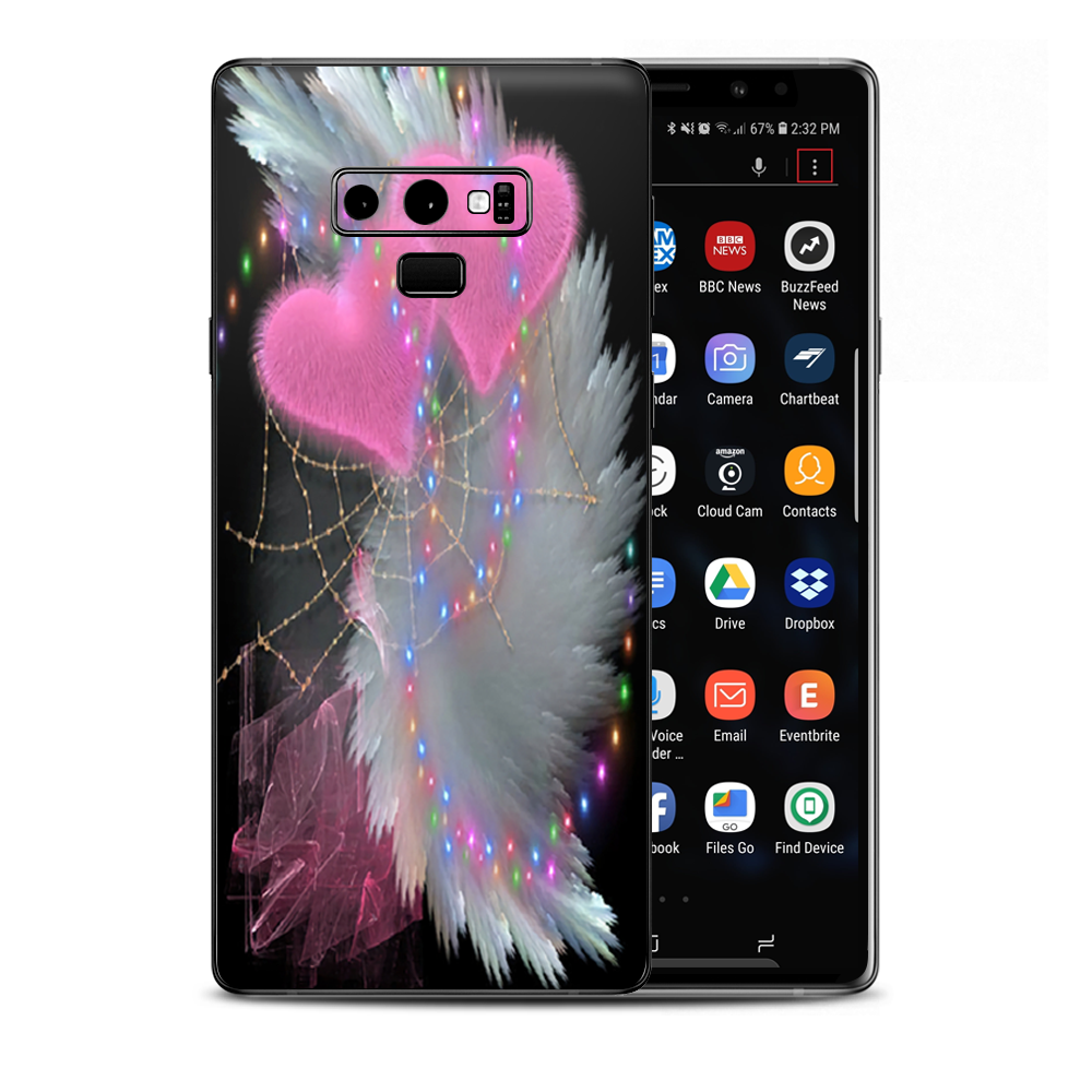 Mystic Pink Hearts Feathers Samsung Galaxy Note 9 Skin