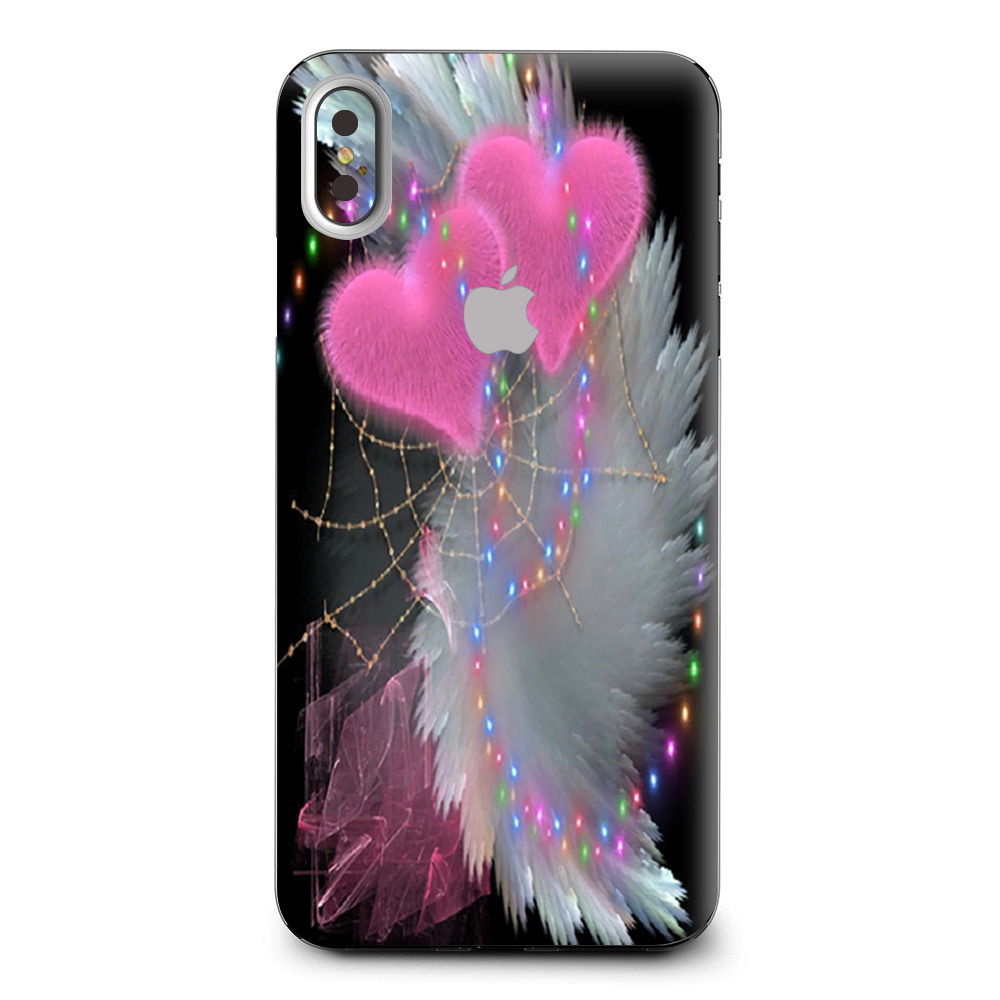 Mystic Pink Hearts Feathers Apple iPhone XS Max Skin