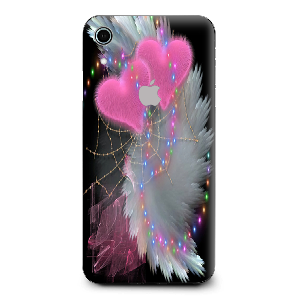 Mystic Pink Hearts Feathers Apple iPhone XR Skin