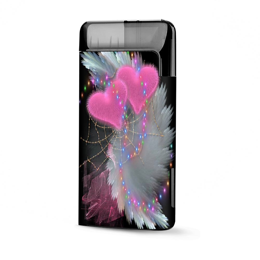 Mystic Pink Hearts Feathers