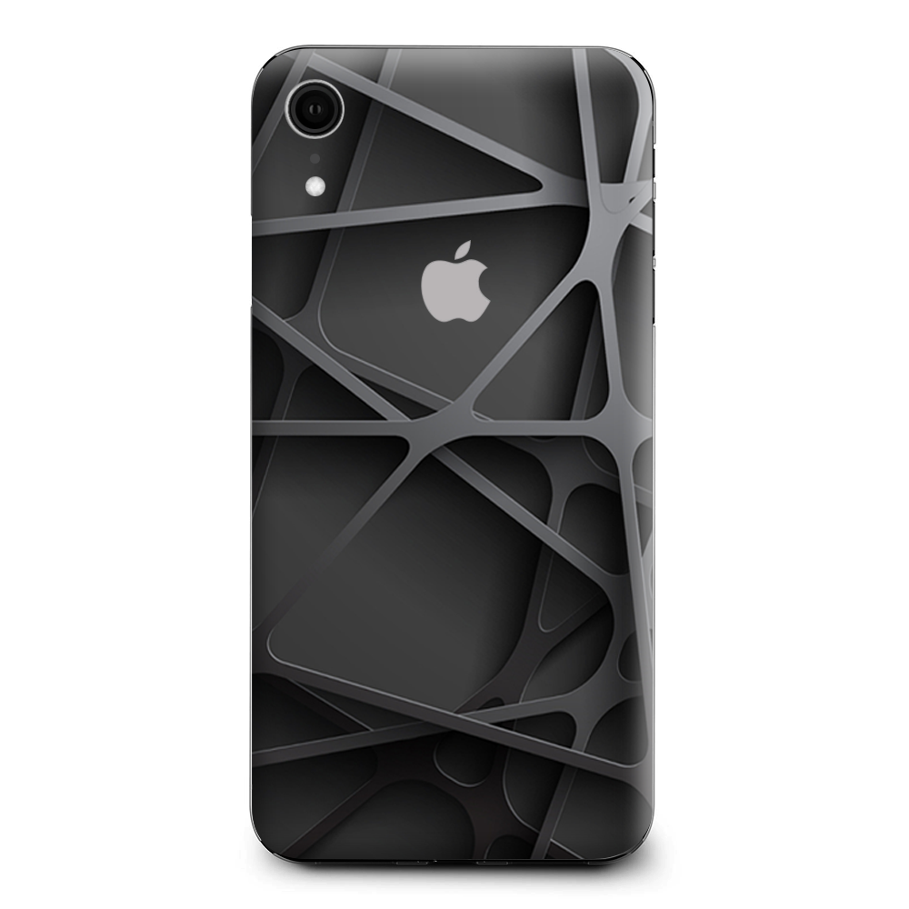 Black Metal Web Panels Apple iPhone XR Skin
