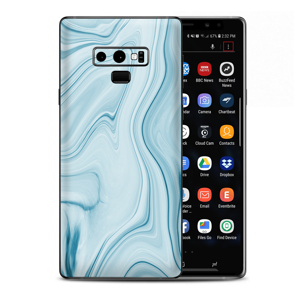 Baby Blue Ice Swirl Marble Samsung Galaxy Note 9 Skin