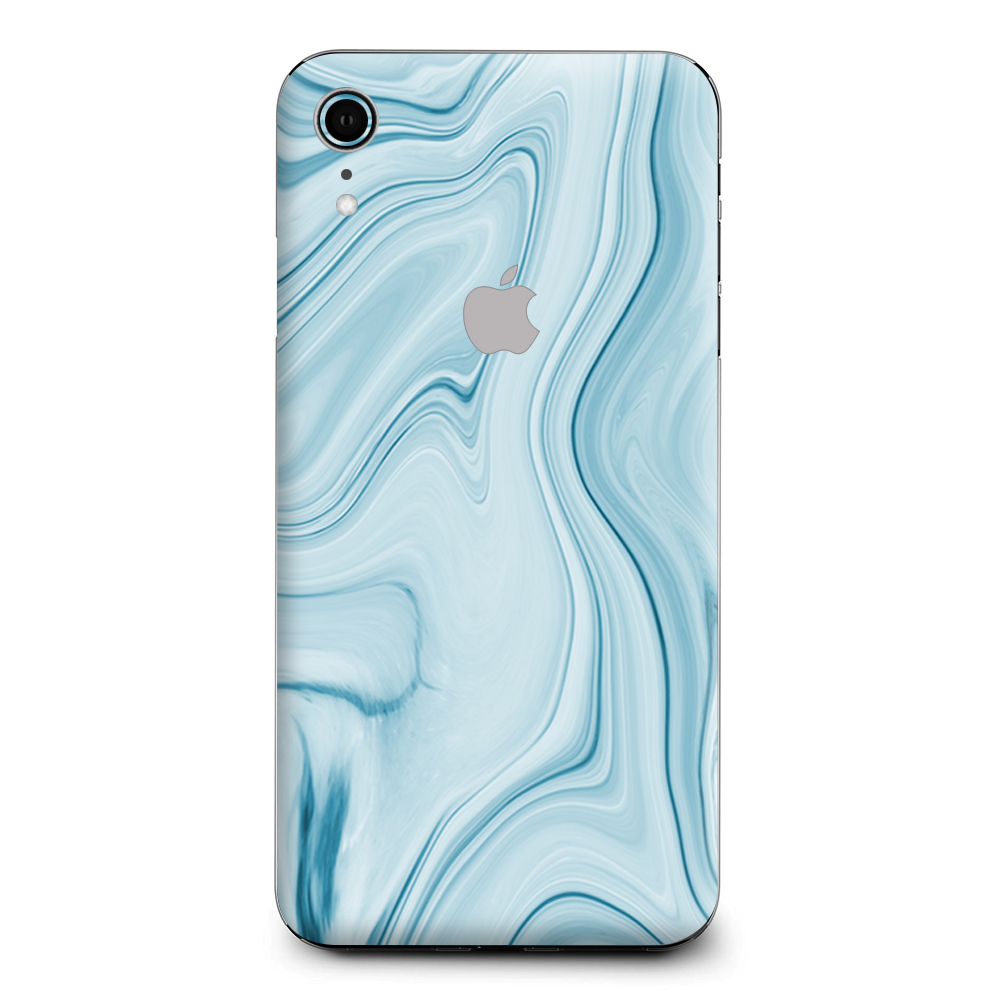 Baby Blue Ice Swirl Marble Apple iPhone XR Skin