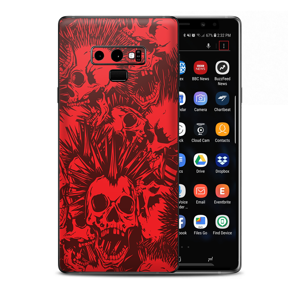 Red Punk Skulls Liberty Spikes Samsung Galaxy Note 9 Skin