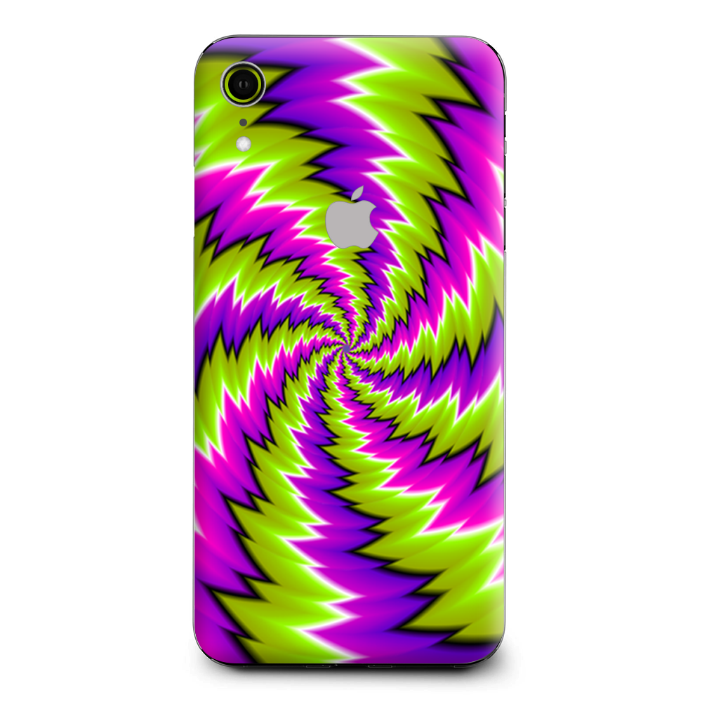 Psychedelic Moving Purple Green Swirls Apple iPhone XR Skin