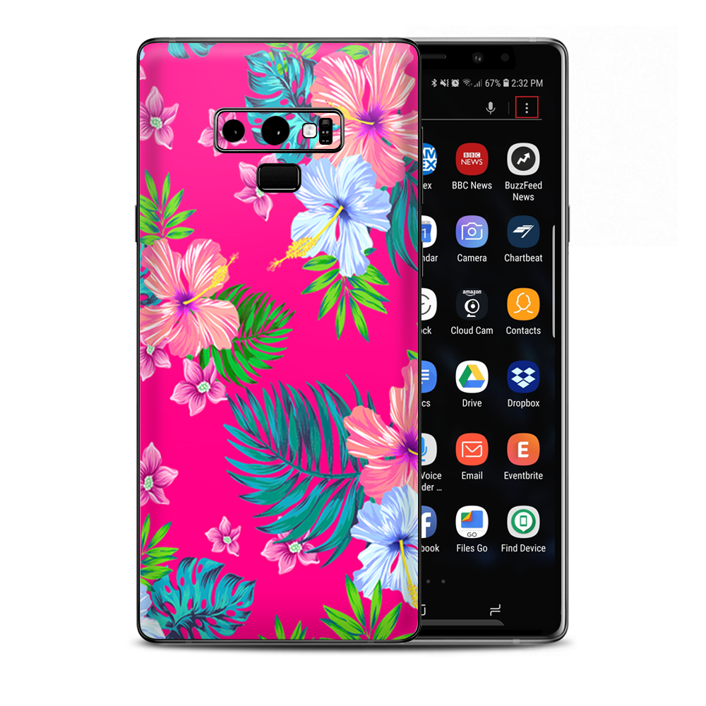 Pink Neon Hibiscus Flowers Samsung Galaxy Note 9 Skin