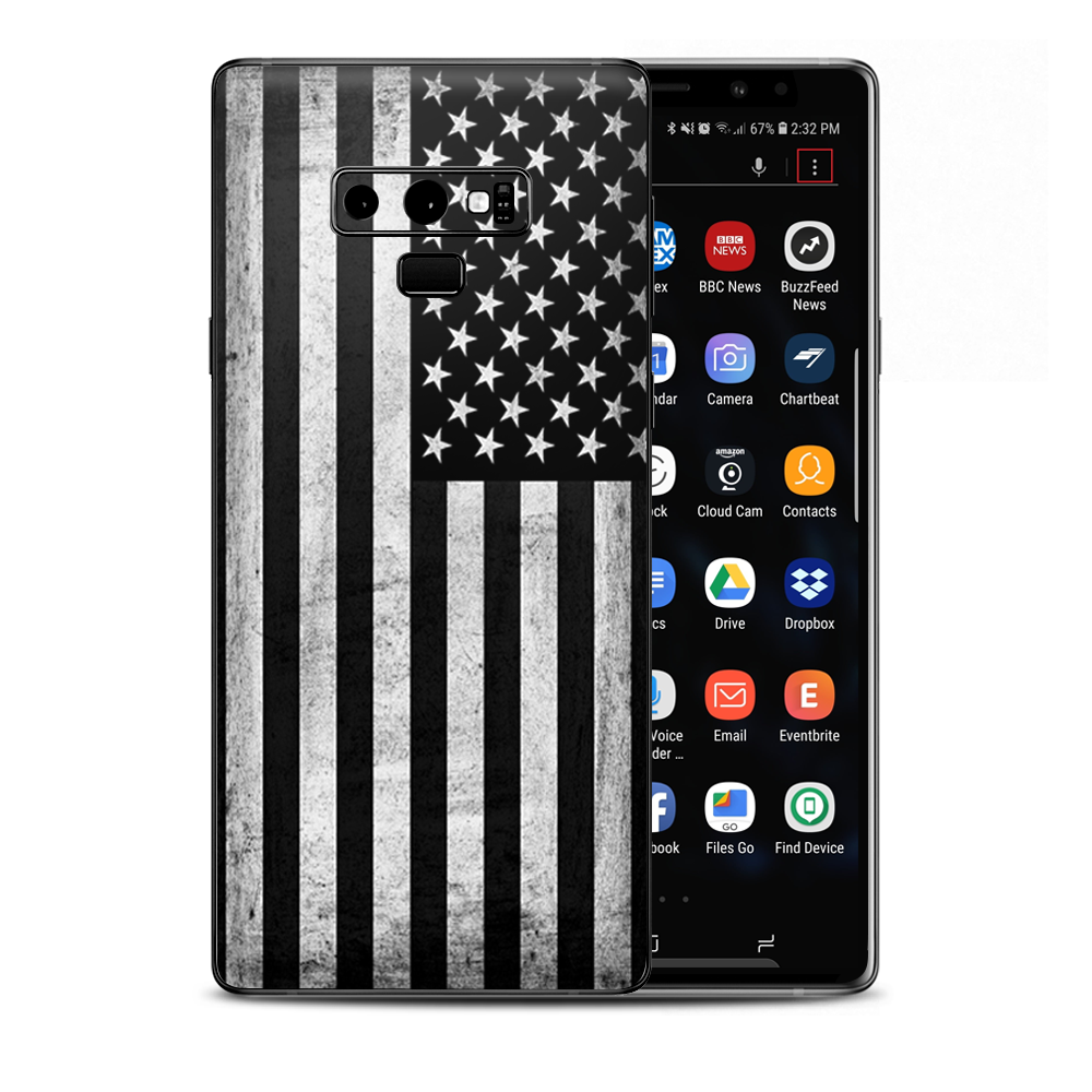 Black White Grunge Flag Usa America Samsung Galaxy Note 9 Skin