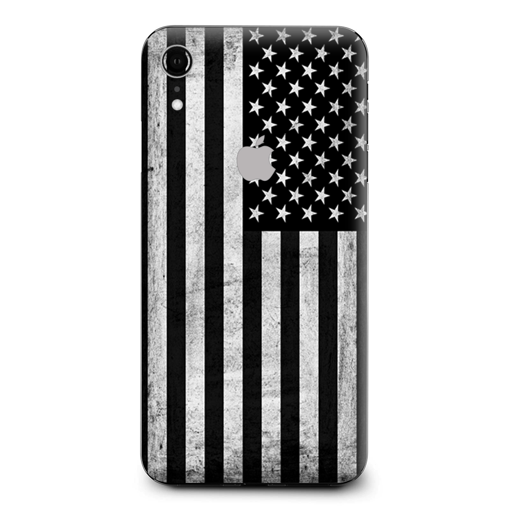 Black White Grunge Flag Usa America Apple iPhone XR Skin