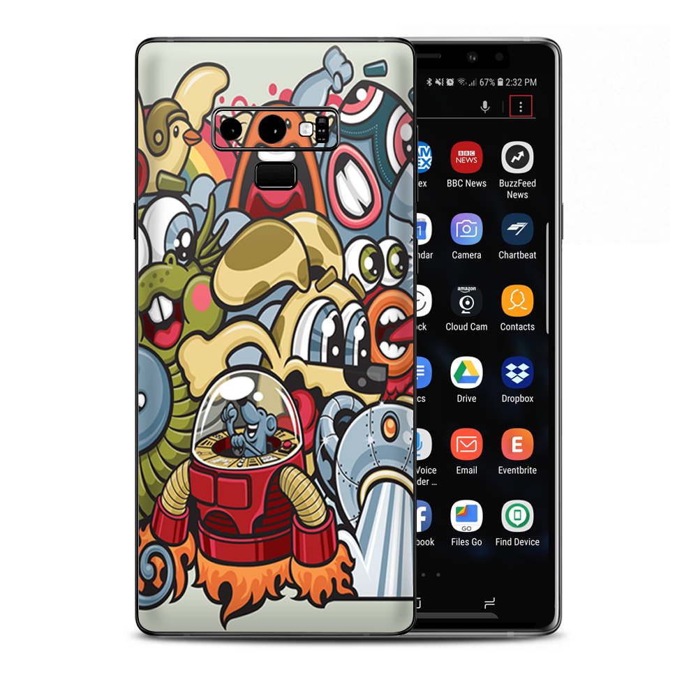 Aliens Cartoon Collage Sticker Samsung Galaxy Note 9 Skin