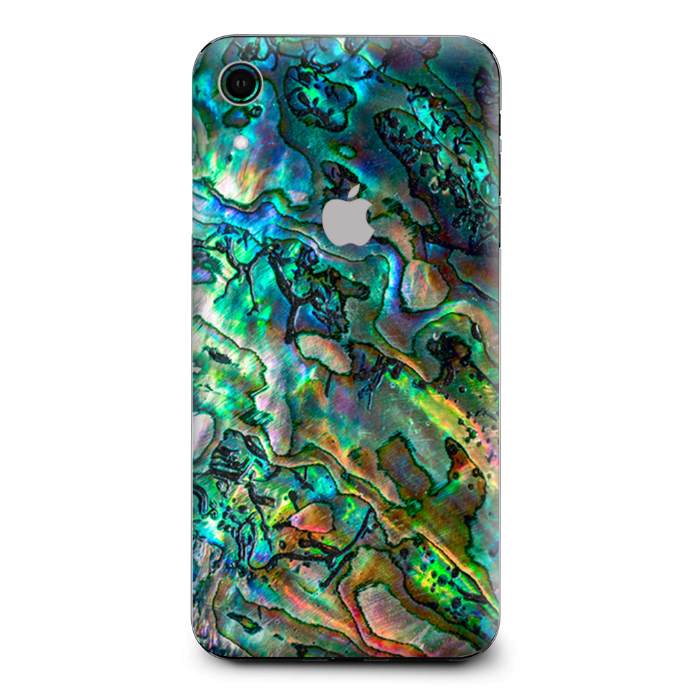 Abalone Shell Swirl Neon Green Opalescent Apple iPhone XR Skin