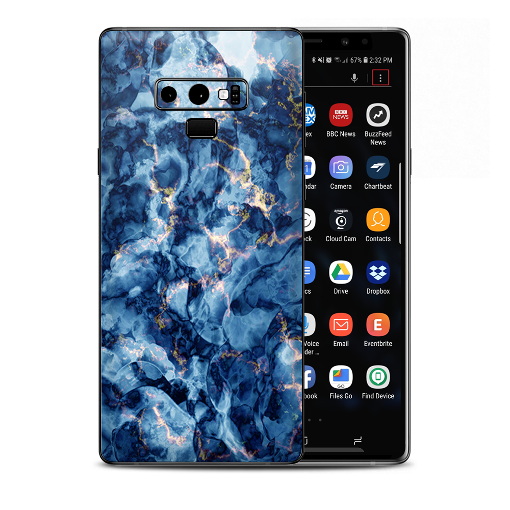 Heavy Blue Gold Marble Granite Samsung Galaxy Note 9 Skin