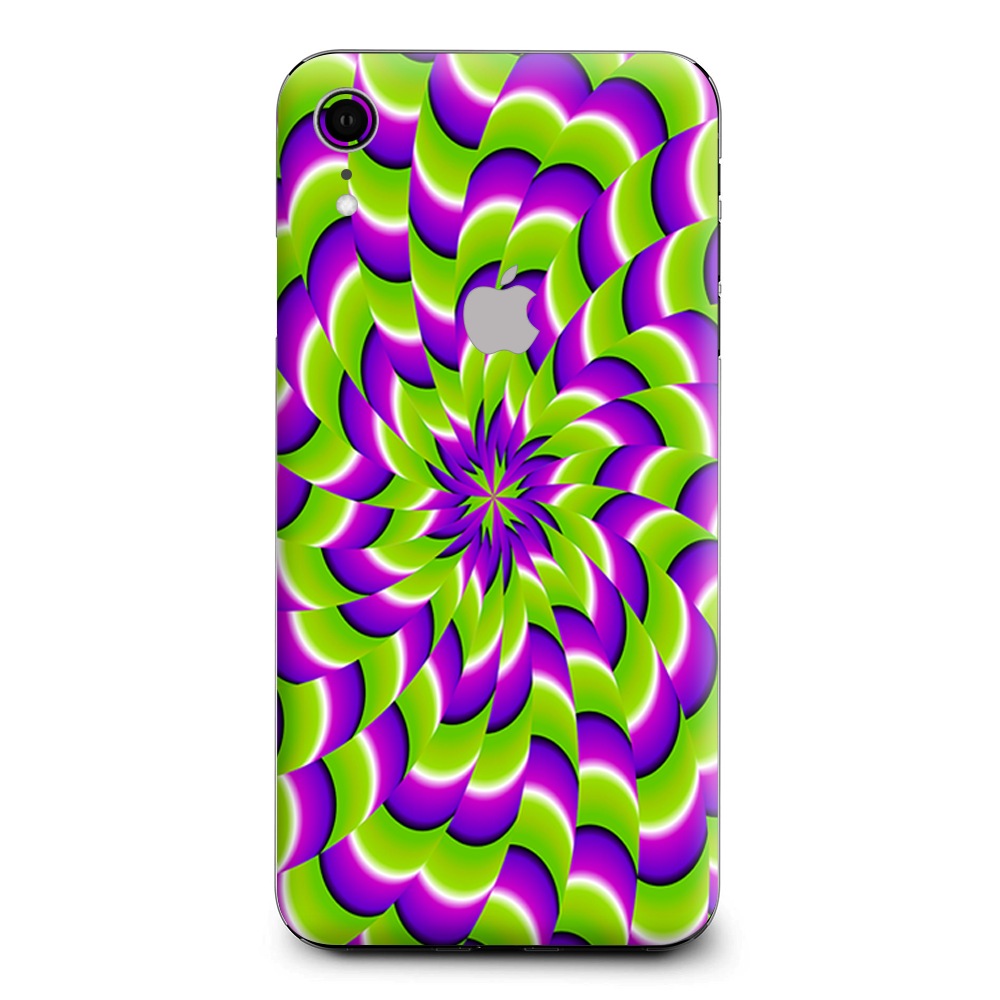 Purple Green Hippy Trippy Psychedelic Motion Swirl Apple iPhone XR Skin