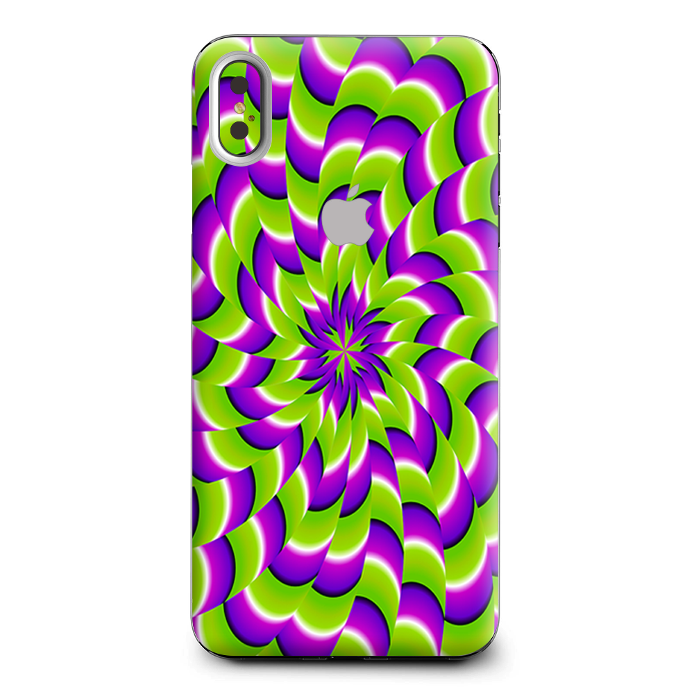 Purple Green Hippy Trippy Psychedelic Motion Swirl Apple iPhone XS Max Skin